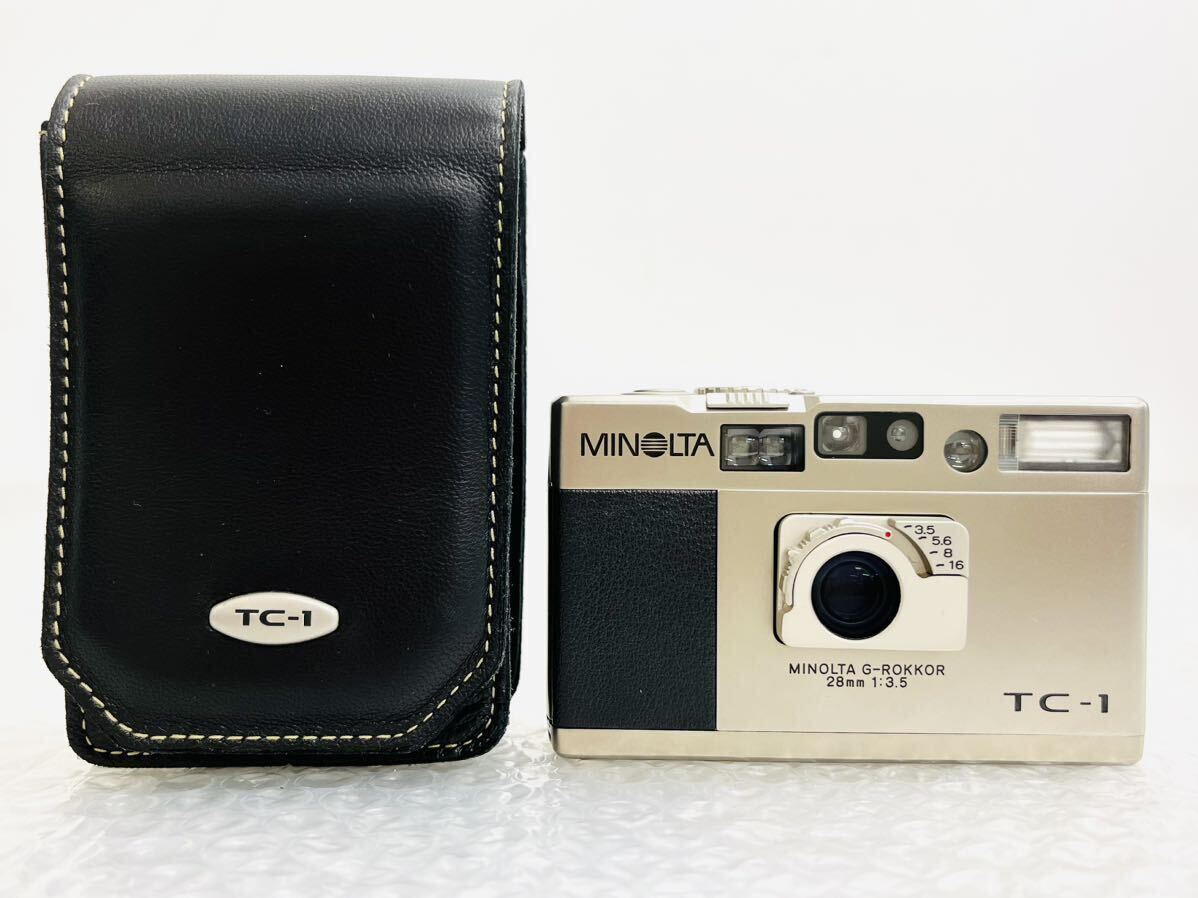 ♪ 美品 通電品 フラッシュOK MINOLTA ミノルタ TC-1 G-ROKKOR 28mm 1:3.5 高級 フィルムカメラ コンパクトカメラ の画像1