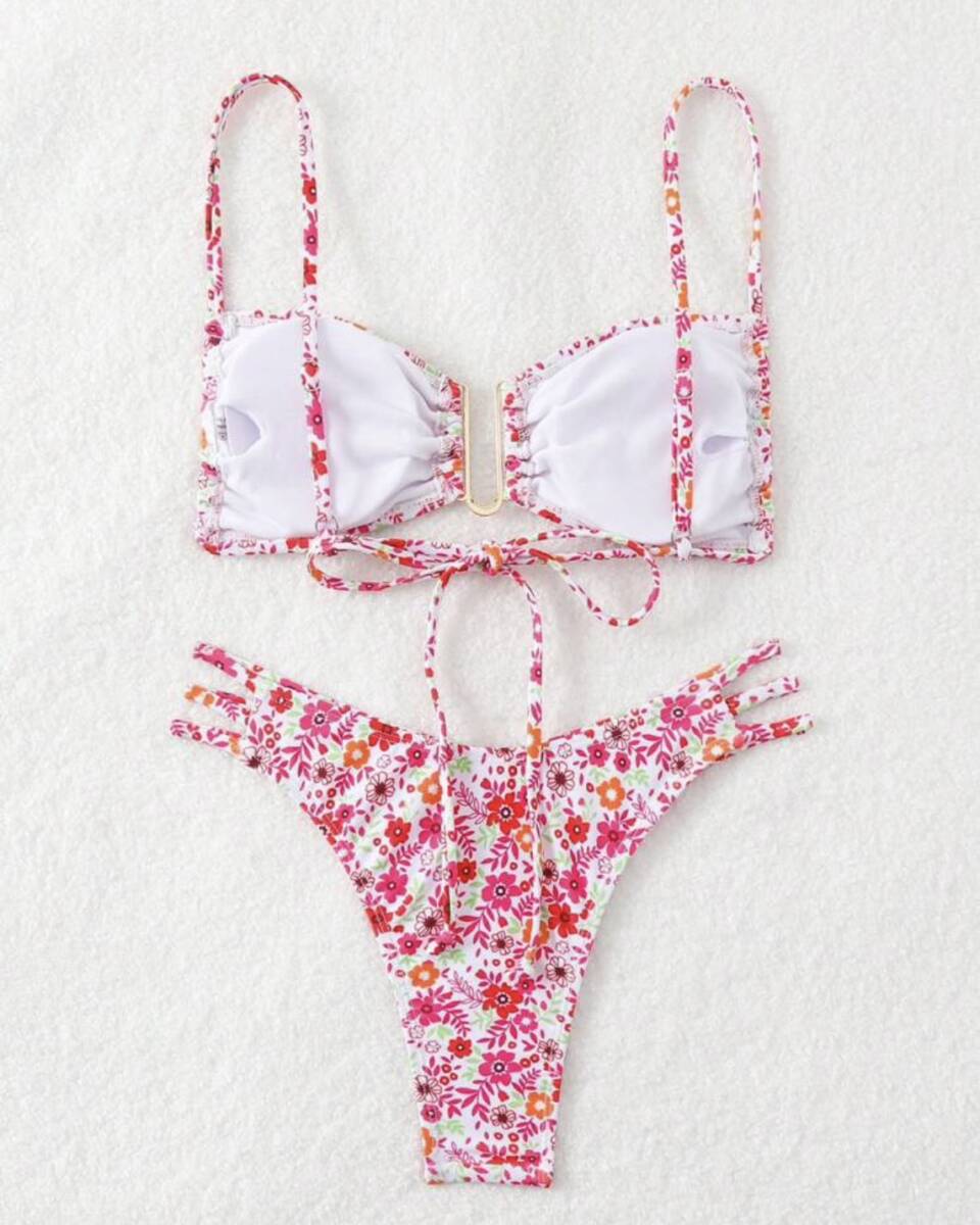 b radio-controller Lien bikini floral print pink S cleaning settled 