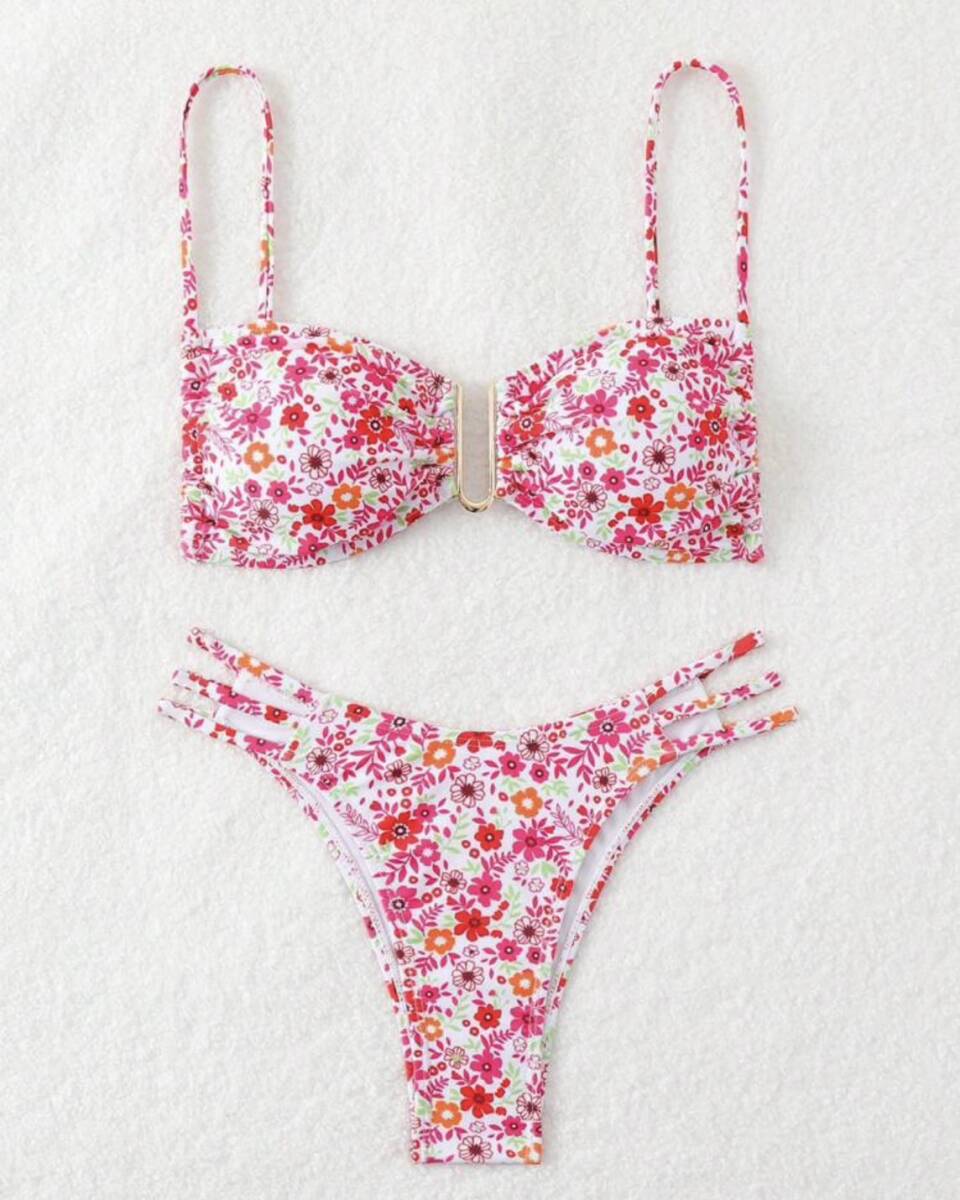 b radio-controller Lien bikini floral print pink S cleaning settled 