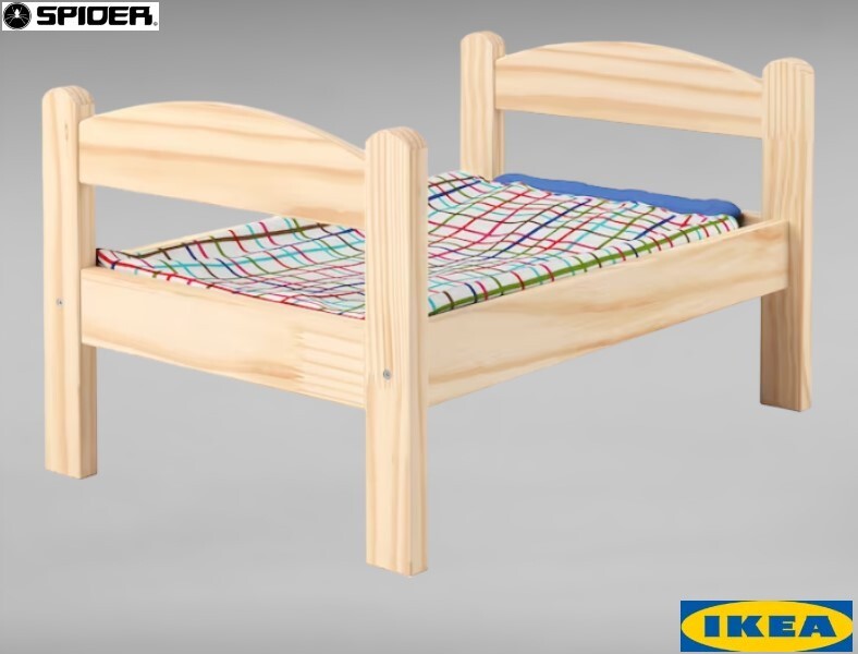 送料無料 IKEA 新品 人形用ベッド ベッドリネンセット付き パイン材 かわいい マルチカラー イケア DUKTIG 201.678.38 SPIDER 4-3の画像1