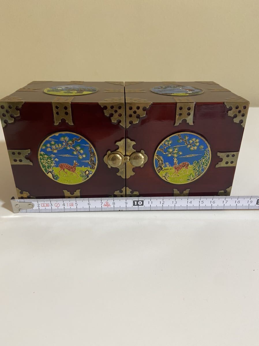 a1223) lacquer small drawer China case small chest of drawers Korea mother-of-pearl skill gem case 