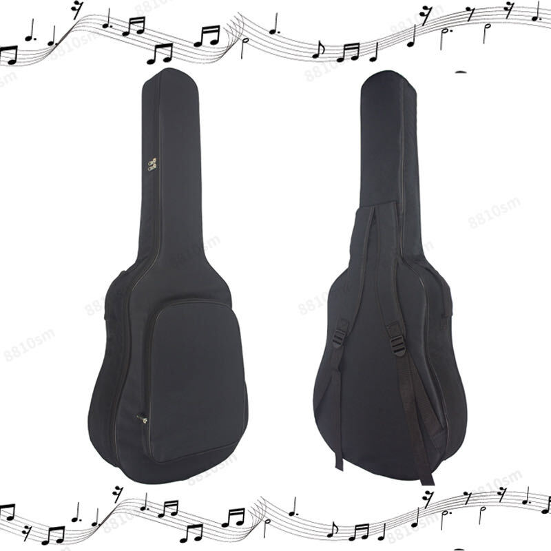 ギターケース ソフトケース ギグバッグ 黒 ギターバッグ 軽量 アコースティックギター 大容量 ポケット付き アコギ ブラック リュック型の画像1