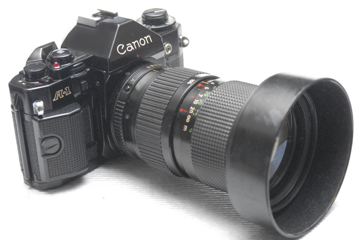 Canon キャノン 昔の高級一眼レフカメラ A-1ボディ + 純正35-105mmズームレンズ 希少品 ジャンク_画像1