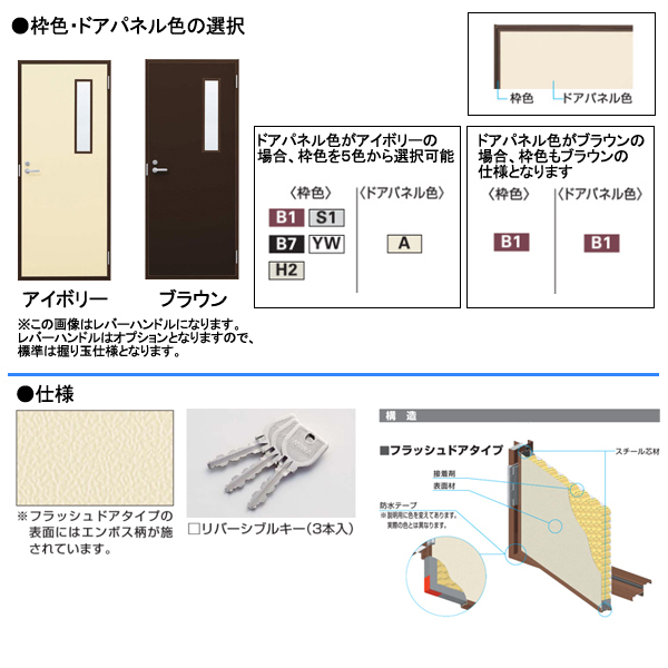 アルミサッシ YKK 半外 フラッシュドア 小窓付 W796×H1840 （79618）_画像2