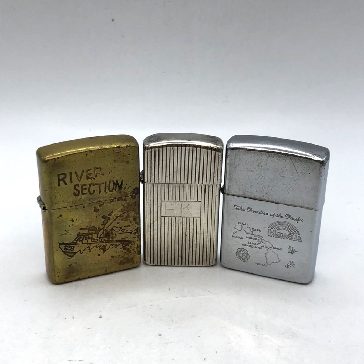 1円～/ZIPPO/ジッポー/STERLING/Hawaii/RIVER SECTION/3点セット/まとめ/ライター/煙草/喫煙具/喫煙グッズ/コレクション/ジャンク/H007の画像1