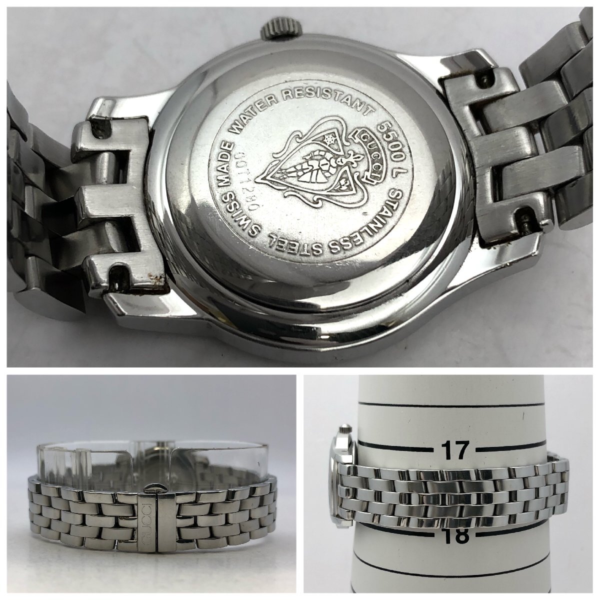 1 jpy ~/GUCCI/ Gucci /5500M/5500L/ 3 hands / Date / black face / Rome n/ pair /2 point summarize / quartz / men's / lady's / wristwatch / Junk /T166