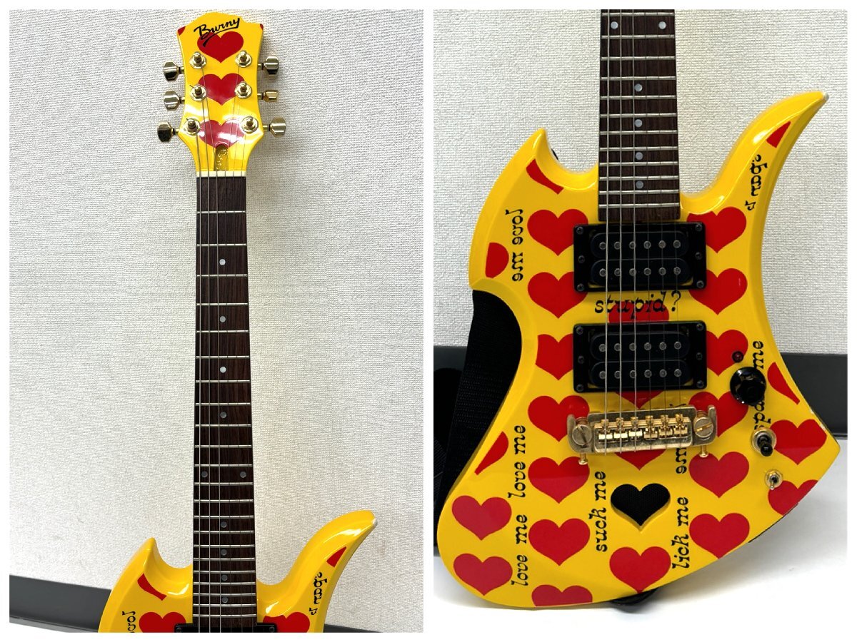 1円～/BURNY/FERNANDES/YH-JR/イエローハート/X Japan hide Signature Model/エレキギター/ギター/楽器/ヴィンテージ/ジャンク/W050の画像3