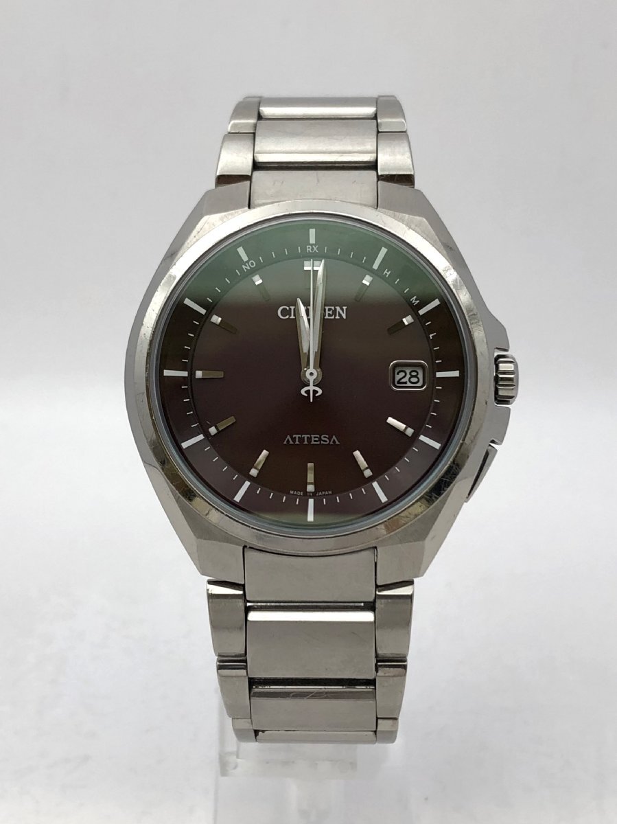 1円～/CITIZEN/シチズン/ATTESA/アテッサ/Eco-Drive/エコドライブ/H110-T016308/デイト/ブラウン系文字盤/チタン/腕時計/ジャンク/T199