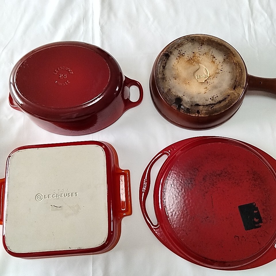 【1円〜】ルクルーゼ LE CREUSET ココット 両手鍋 鍋 片手鍋 新光 チーズフォンデュ オーバル グリルパン グラタン皿 まとめの画像2