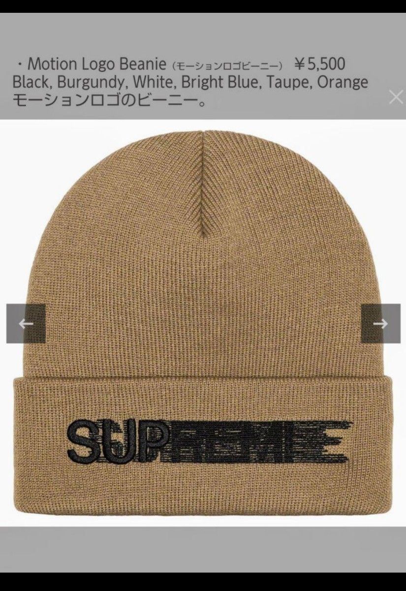 Supreme  motion logo ビーニー