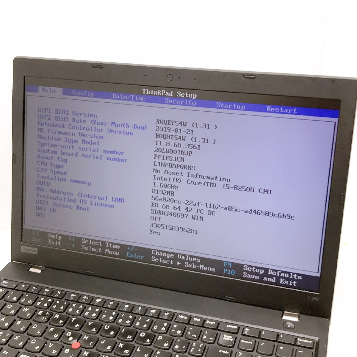 【木曜日午前10時台終了】Lenovo ThinkPad L580 Core i5 8250U 1.6GHz 8GB 500GB 15.6 ジャンク扱い ノートパソコン H12394の画像6