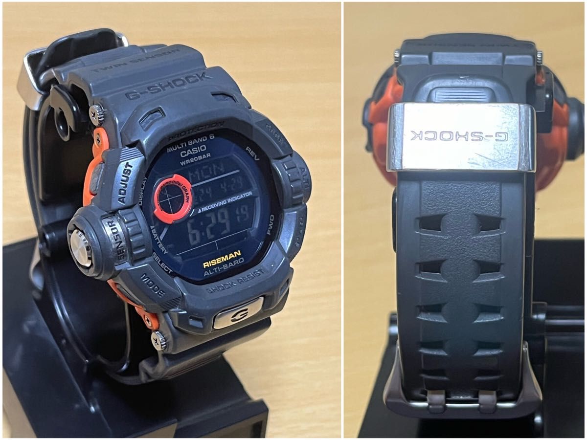 CASIO G-SHOCK master of G メン・イン・スモーキー・グレー ライズマン ソーラー電波 人気腕時計 反転液晶