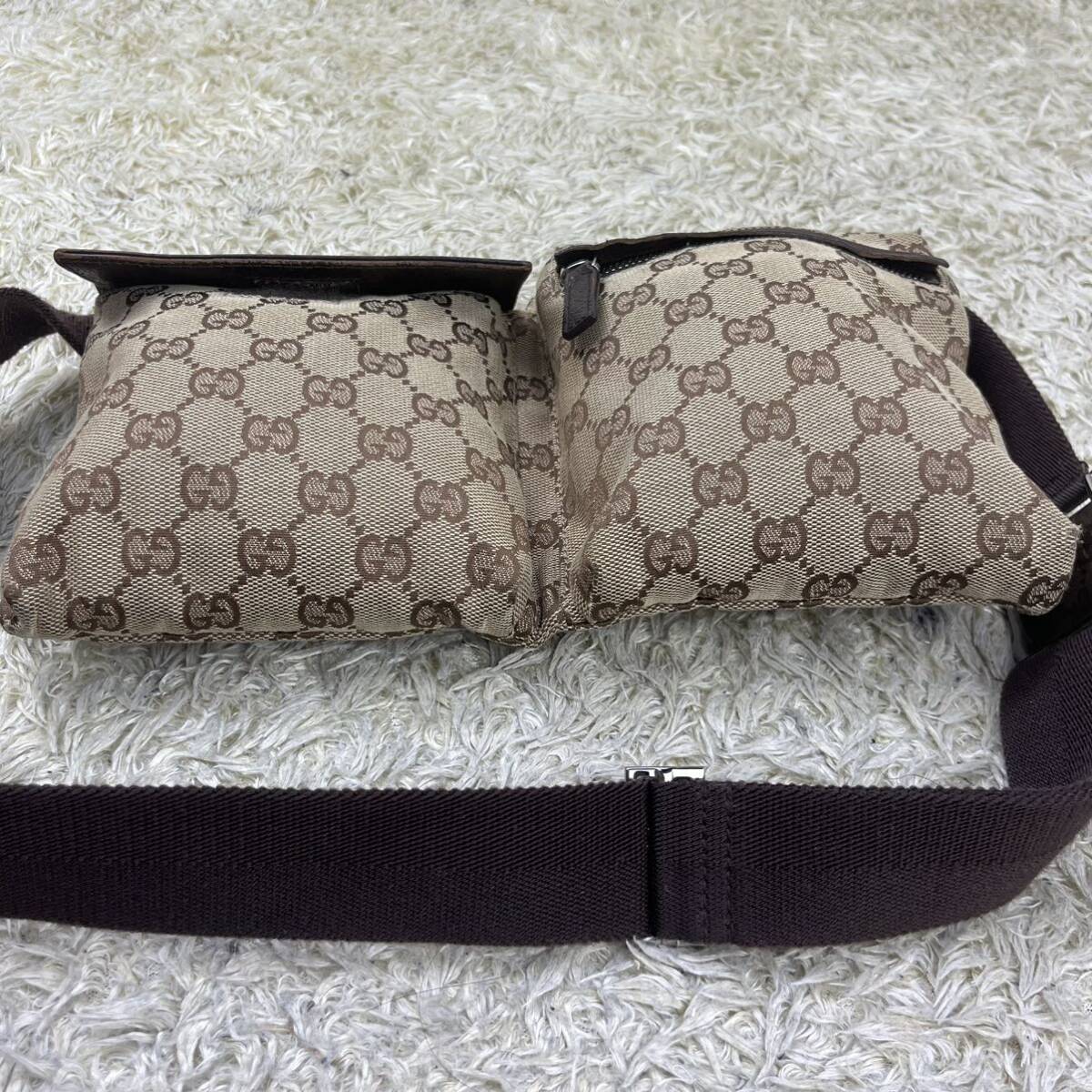 1円 ■良品■ GUCCI グッチ 28566 002059 GGキャンバス ウエストポーチ ボディバッグ レディース ベージュ系 _画像6