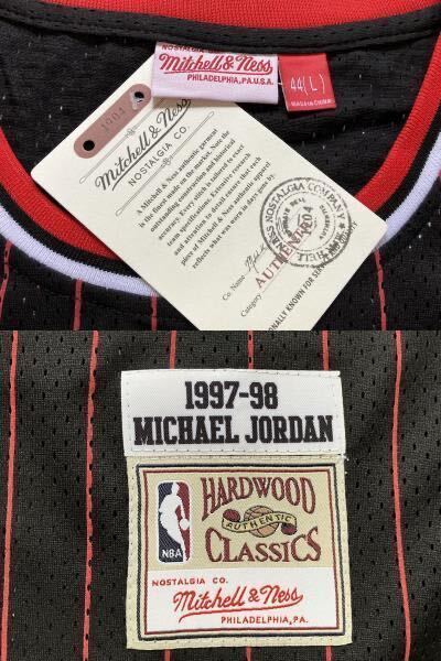 【未使用品】 NBA BULLS JORDAN #23 マイケル・ジョーダン ★シカゴ・ブルズ ユニフォーム ゲームシャツ ジャージ 黒 ストライプ Lの画像10