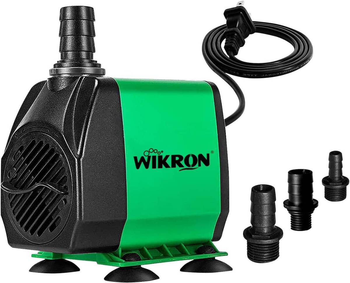 WIKRON ABS 水中ポンプ 24W 吐出量3000L/H 調整可能 最大揚程3M 2 M 電源 コード付き IPX8防水仕様の画像1