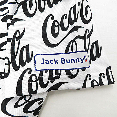 【格安】1,000円～ JACK BUNNY ジャックバニー ×コカ・コーラ 半袖ポロシャツ 総柄 ホワイト系 サイズ2 レディース ゴルフウェア [M5029]の画像4