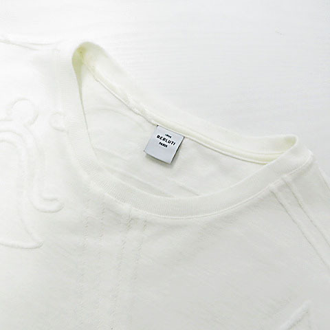【格安】1,000円～ BERLUTI ベルルッティ 半袖Tシャツ 立体ロゴ ホワイト系 サイズS メンズ [M5058]の画像3