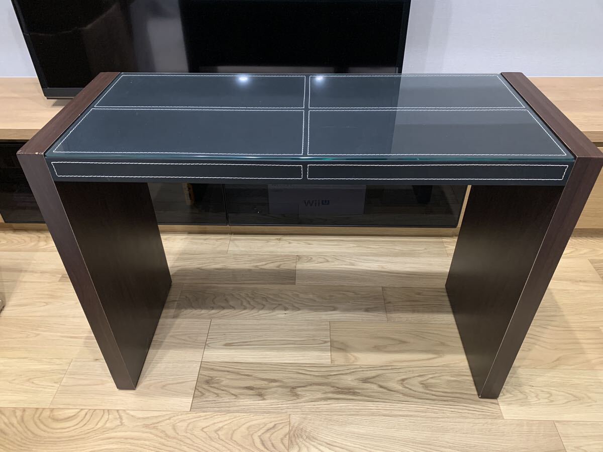  price cut [ glass tabletop ] stitch desk * thin type * table * study desk *tere Work [PC desk -A] personal delivery possibility ( Yokohama city Kanazawa district )