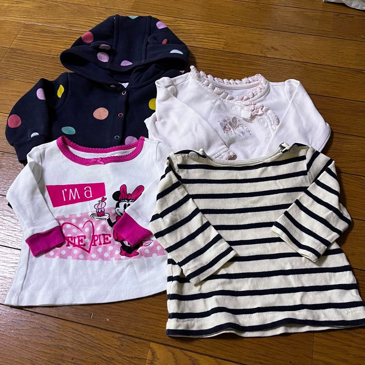 baiya6070女の子まとめ売りネクストミニーボーダーギャップピンククマ耳 ロンT 長袖 長袖Tシャツ トップス キッズ