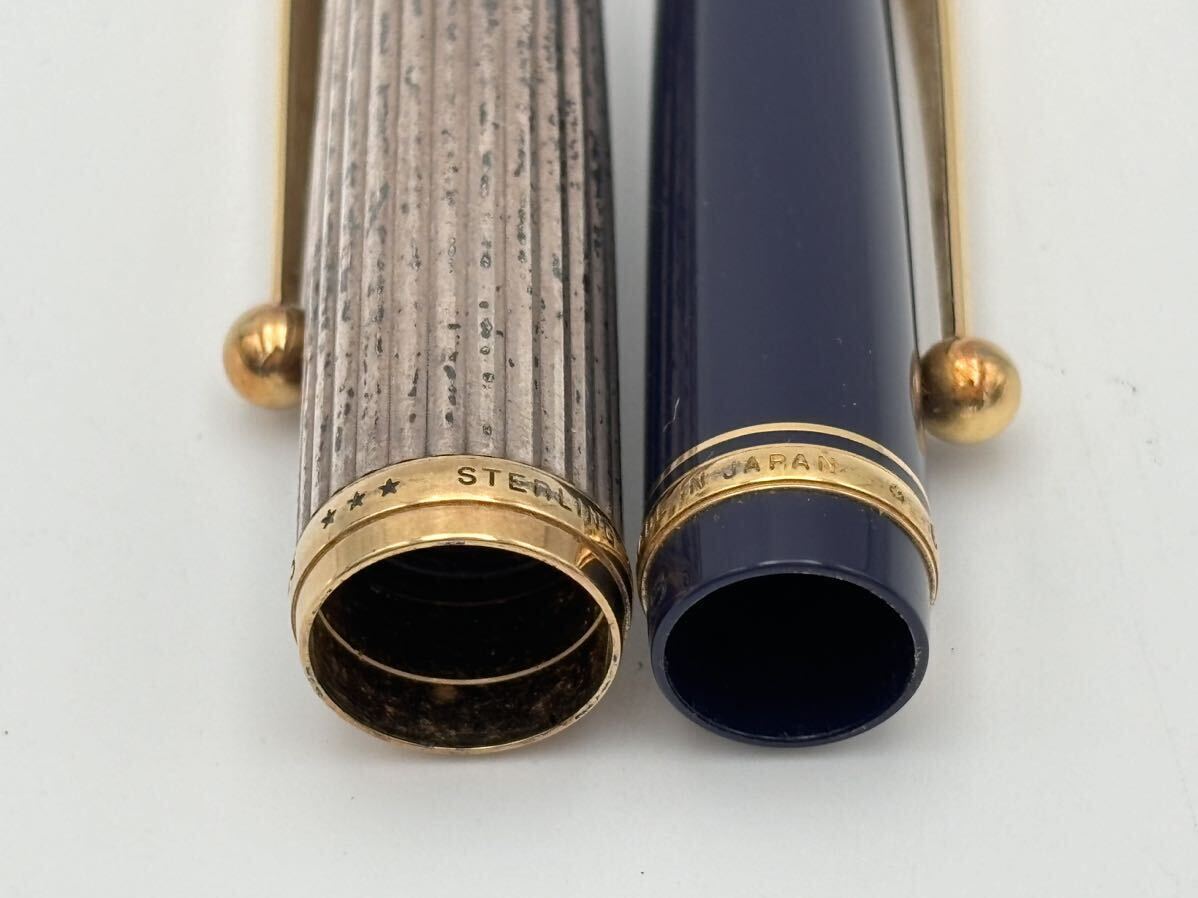 ⑦ PILOT CUSTOM 745 74 スターリング シルバー 2本 万年筆 シャーペン ペン先 18K 750 10 F A998 0.5 STARRING SILVER ジャンク扱の画像5