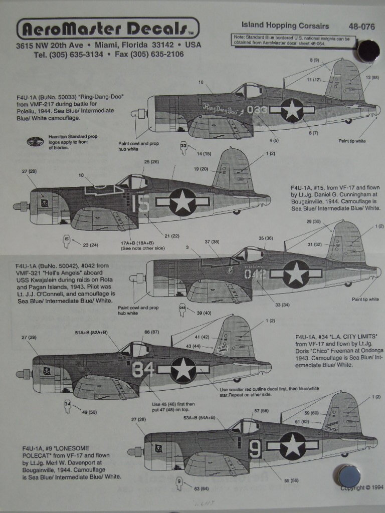 AeroMaster 1/48 Island Hopping Corsairs (tri-color) の画像4