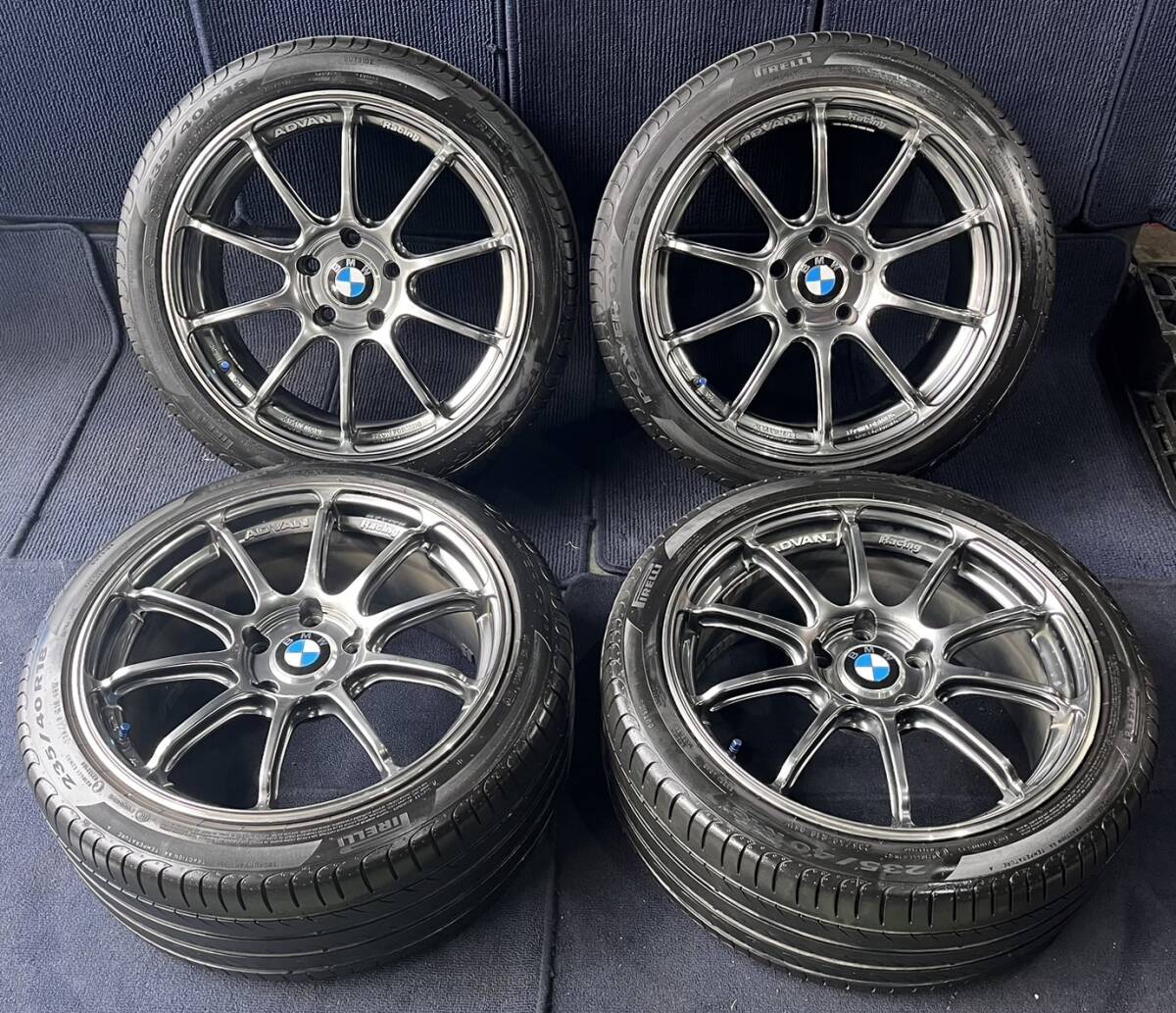 ADVAN Racing アドバンレーシング BMW 18インチ ホイール4本 8J/9J +45/53 PCD120 ハブ径約73 PIRELLI 235/40R18 2022年製 No.469_画像1