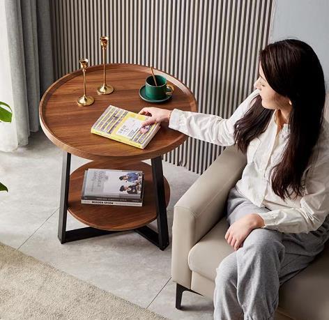 高品質サイドテーブル 丸形 別荘 卓 ナイトテーブル リビング 北欧 木製 コーヒーテーブル 贅沢の画像2