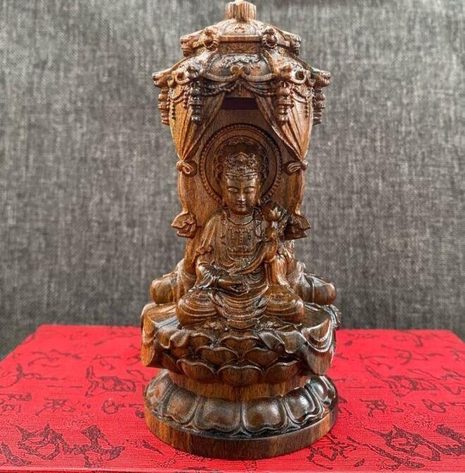 新品★沈香木彫刻西洋三聖仏像人物の置物 高さ12CM_画像1