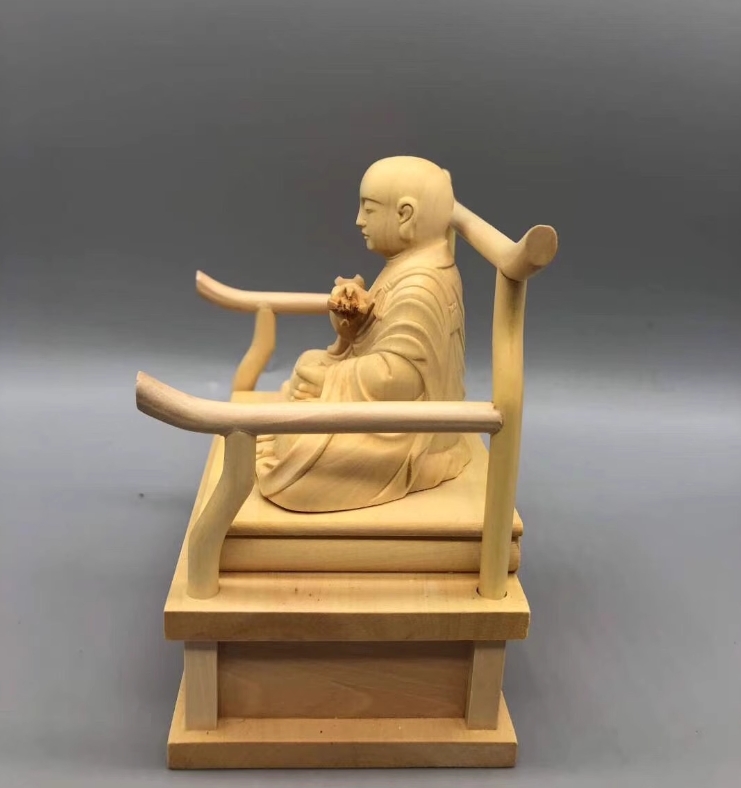 希少★★空海 弘法大師座像 木彫仏像 仏教美術 精密細工の画像2