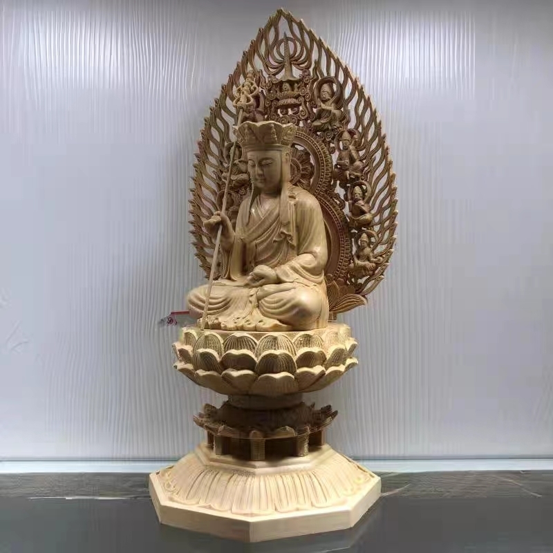 高品質★精密雕刻 木彫仏像 地蔵菩薩 仏教美術 地蔵菩薩座像 総高28cmの画像3