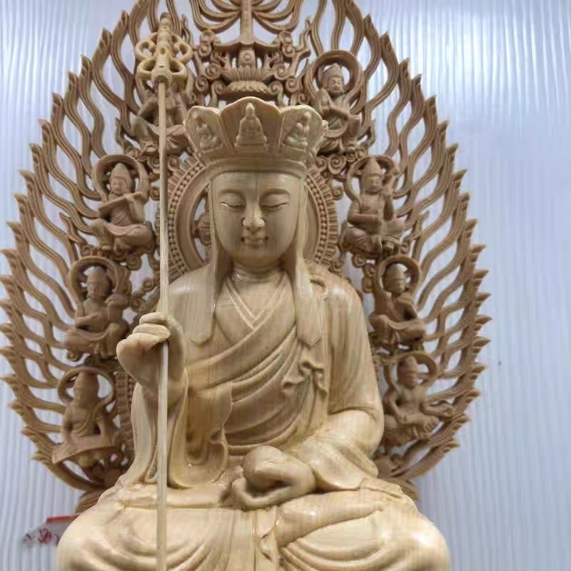 高品質★精密雕刻 木彫仏像 地蔵菩薩 仏教美術 地蔵菩薩座像 総高28cmの画像4