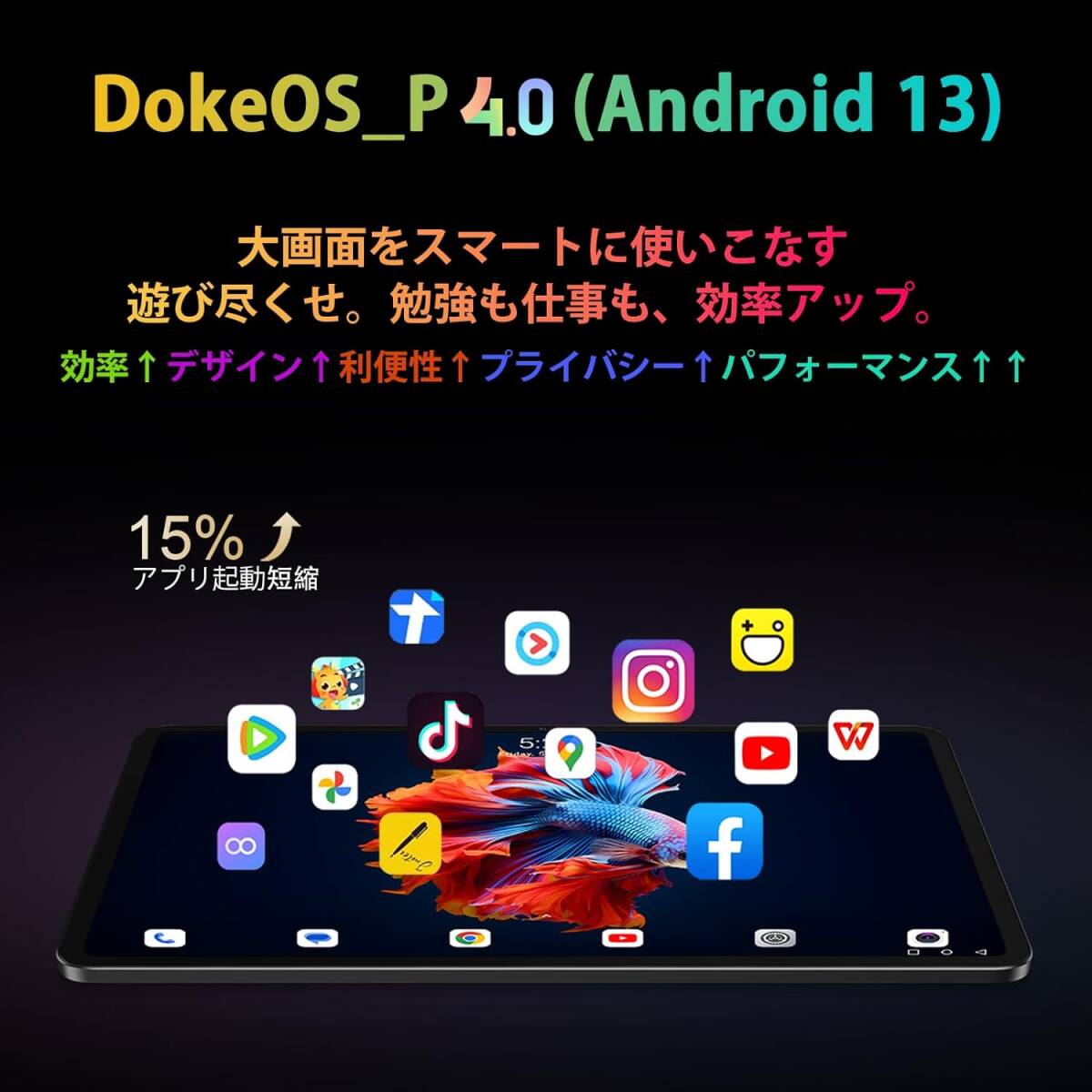 【美品・社外ケース付】BLACKVIEW TAB18 黒　タブレット　12インチ_画像4