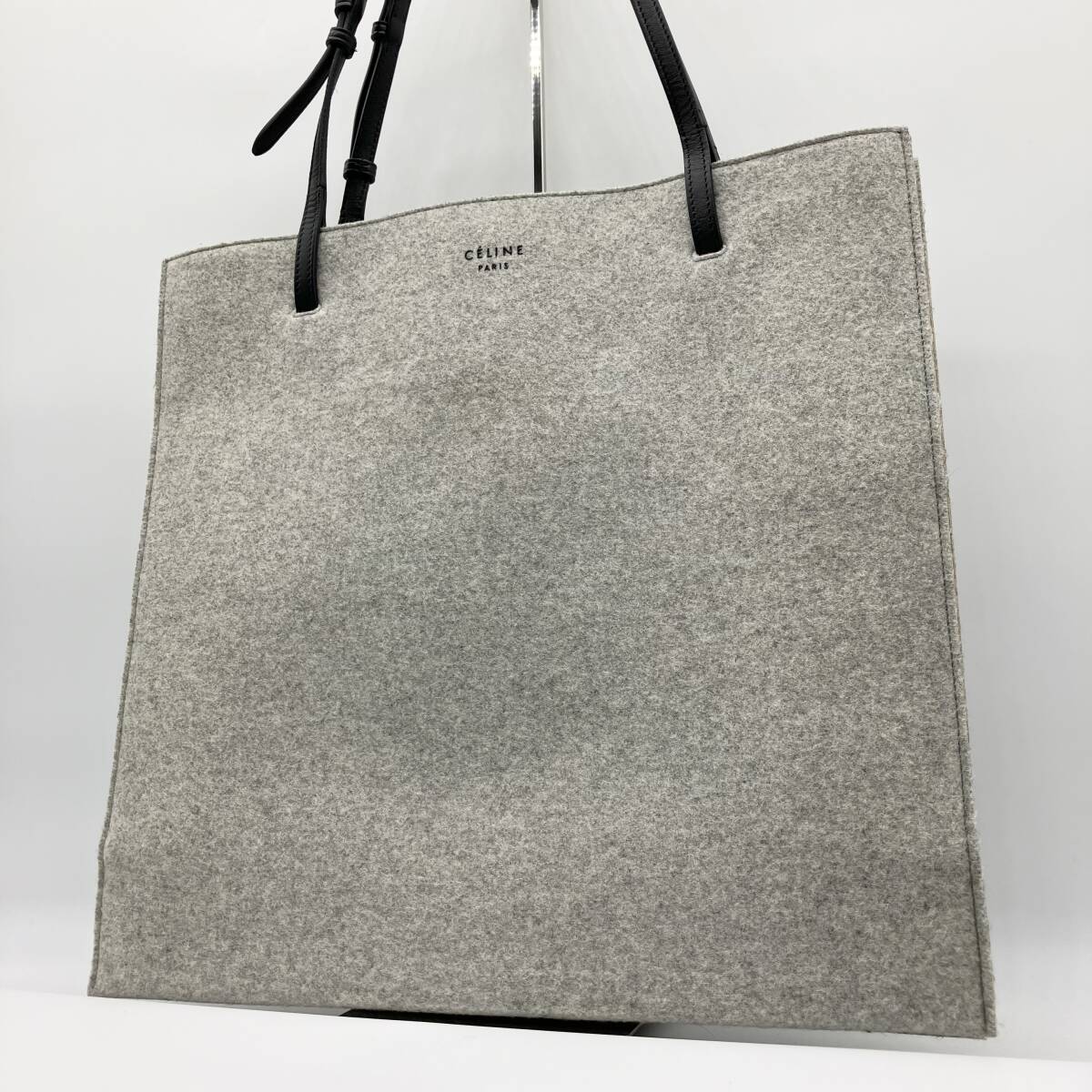 1円〜 【希少 美品】 CELINE セリーヌ フェルト トートバッグ カバ 肩掛け ワンショルダー グレー ブラック の画像1