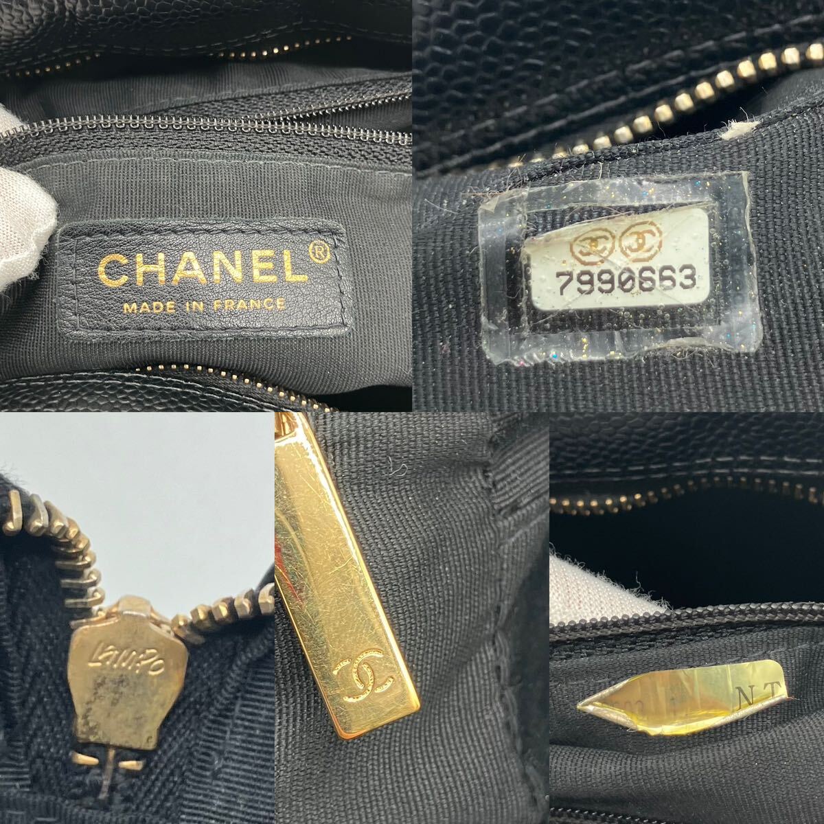 1円〜 【美品】　CHANEL シャネル キャビアスキン ココマーク マトラッセ ハンドバッグ ミニボストン ブラック　黒　レザー