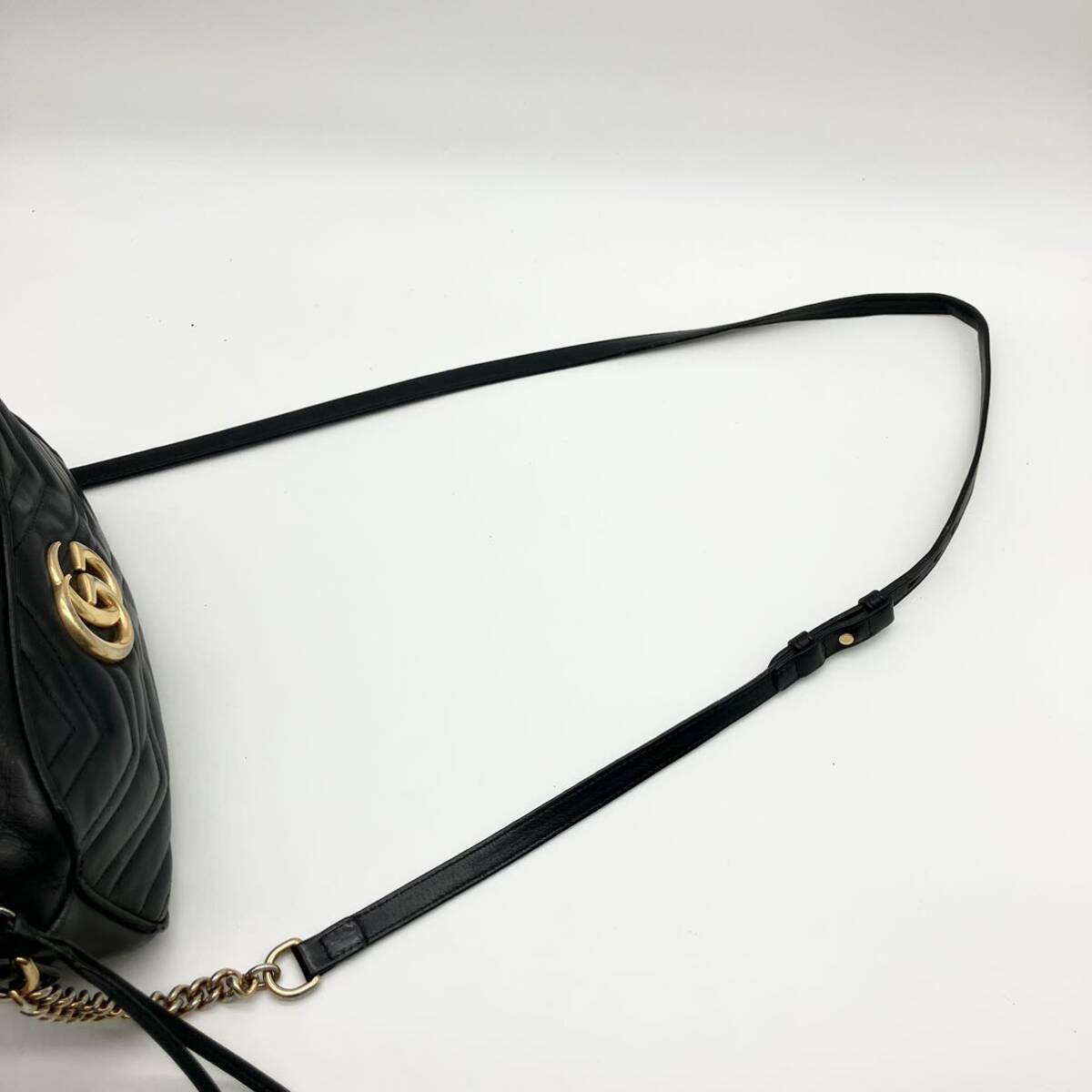 1円〜 【王道】　GUCCI グッチ マーモント キルティング ショルダーバッグ チェーンショルダーバッグ ブラック ダブルG GG_画像7