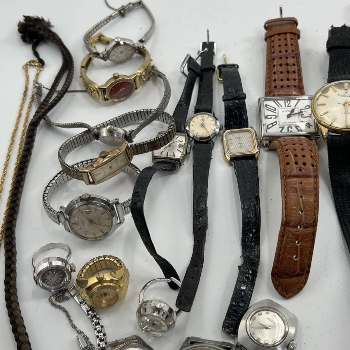 まとめ売り SEIKO CITIZEN TISSOT TIMEX RADO SONNE 手巻き 自動巻き AGS 懐中時計 ストップウォッチ 腕時計 色々 45本 中古 ジャンク