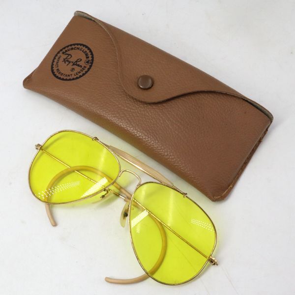 e3844[Ray-Ban] sunglasses B&Lboshu rom USA Vintage sunglasses yellow lens case attaching Teardrop RayBan 