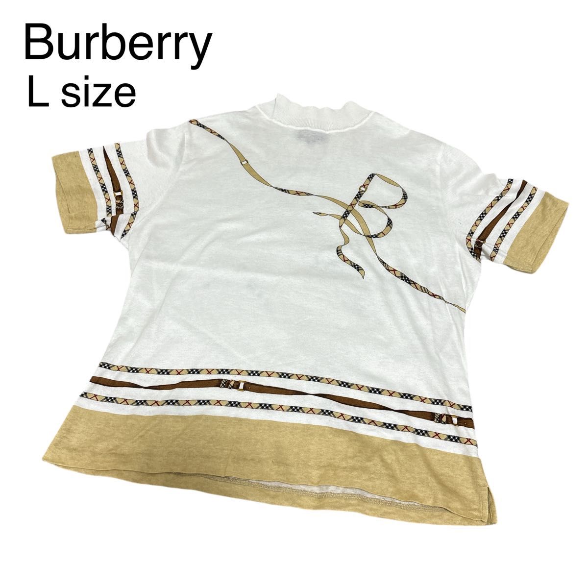 Burberry GOLF ゴルフウエア　Tシャツ　半袖　トップス　ホワイト　L カットソー 春夏 半袖Tシャツ