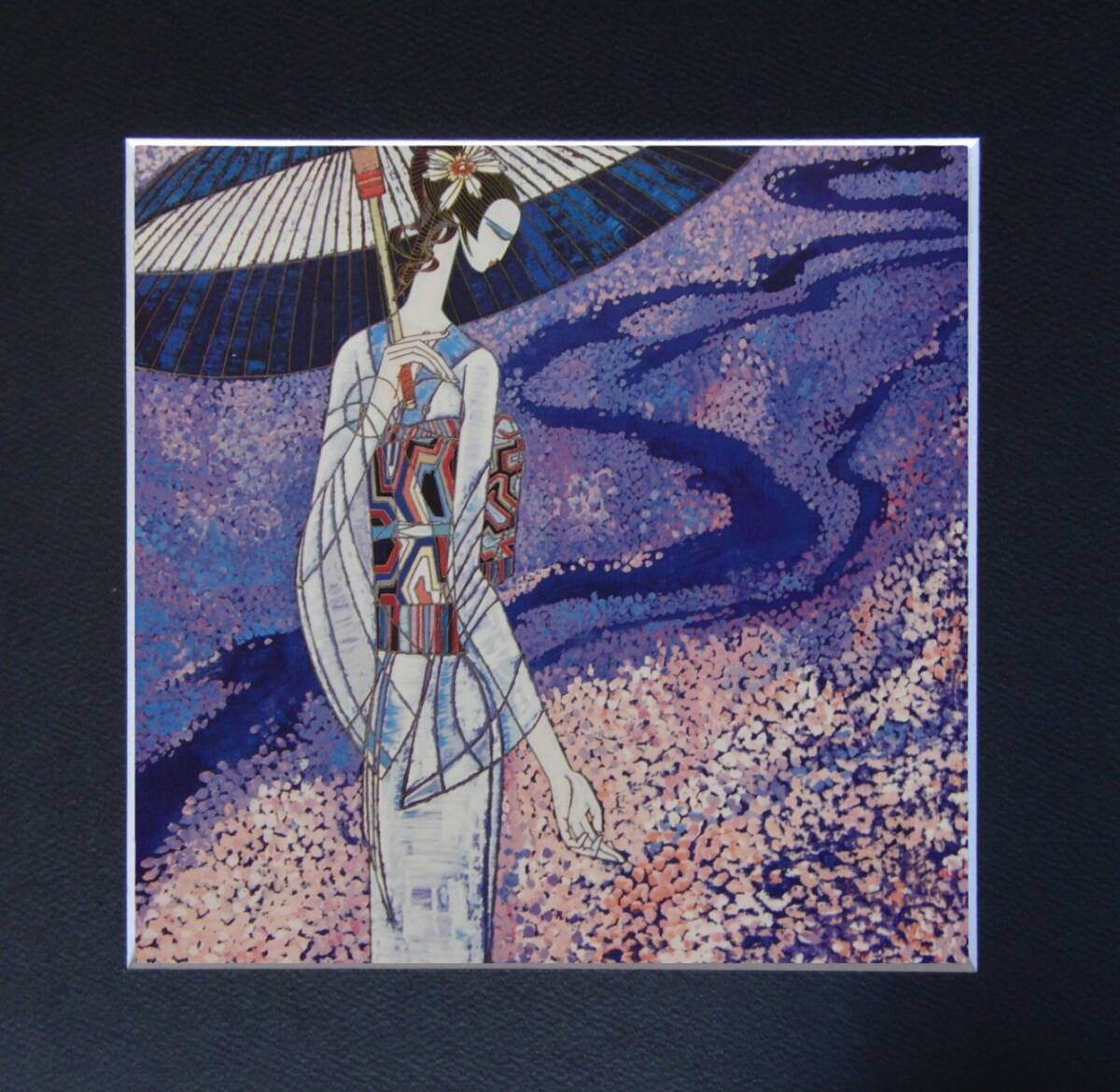 木下育應、【春炎】、希少な大判額装用画集より、美品、日本人画家、新品額装付 木下育應、【春炎】、希少な大判額装用画集より、美品、日本人