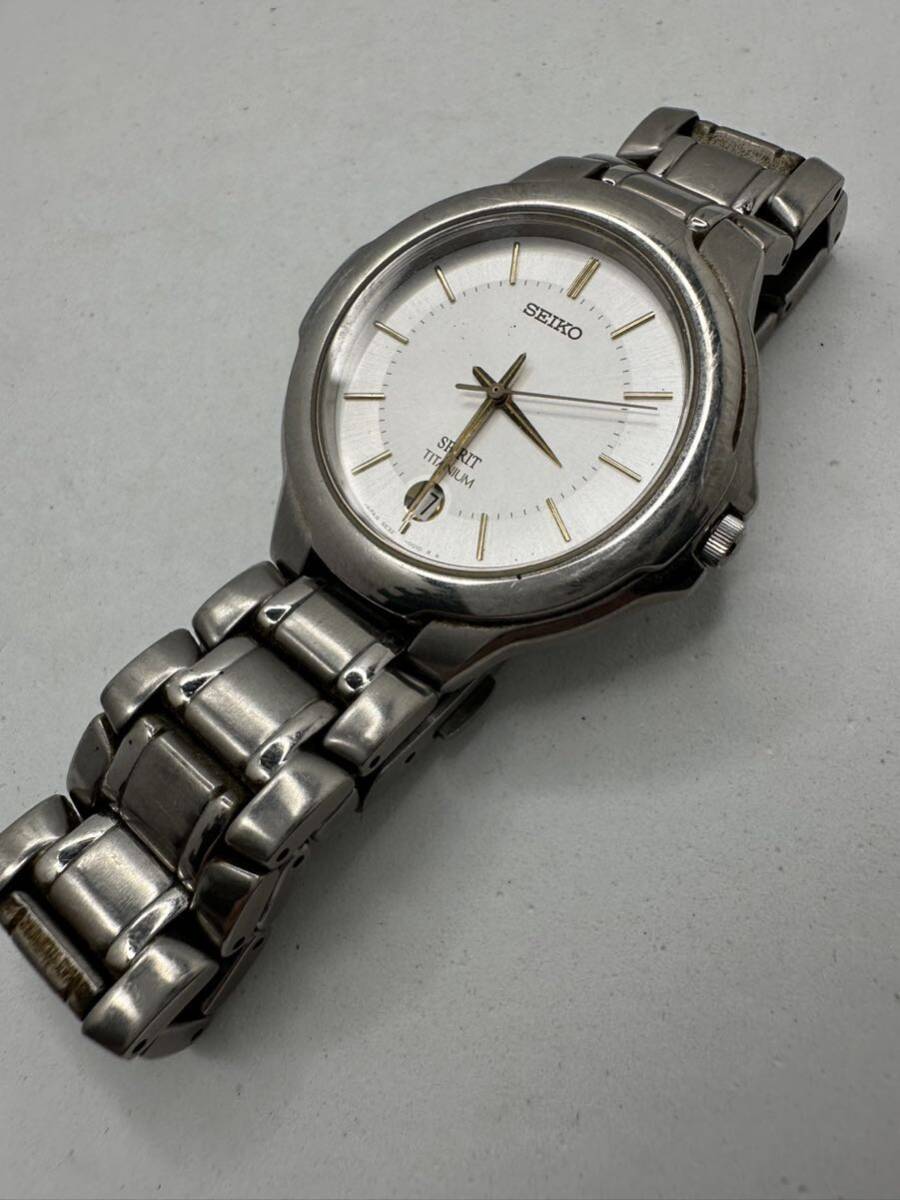 [SEIKO ]SPIRIT quartz wristwatch 5E32-0010 TITANIUM secondhand goods operation goods 95-7
