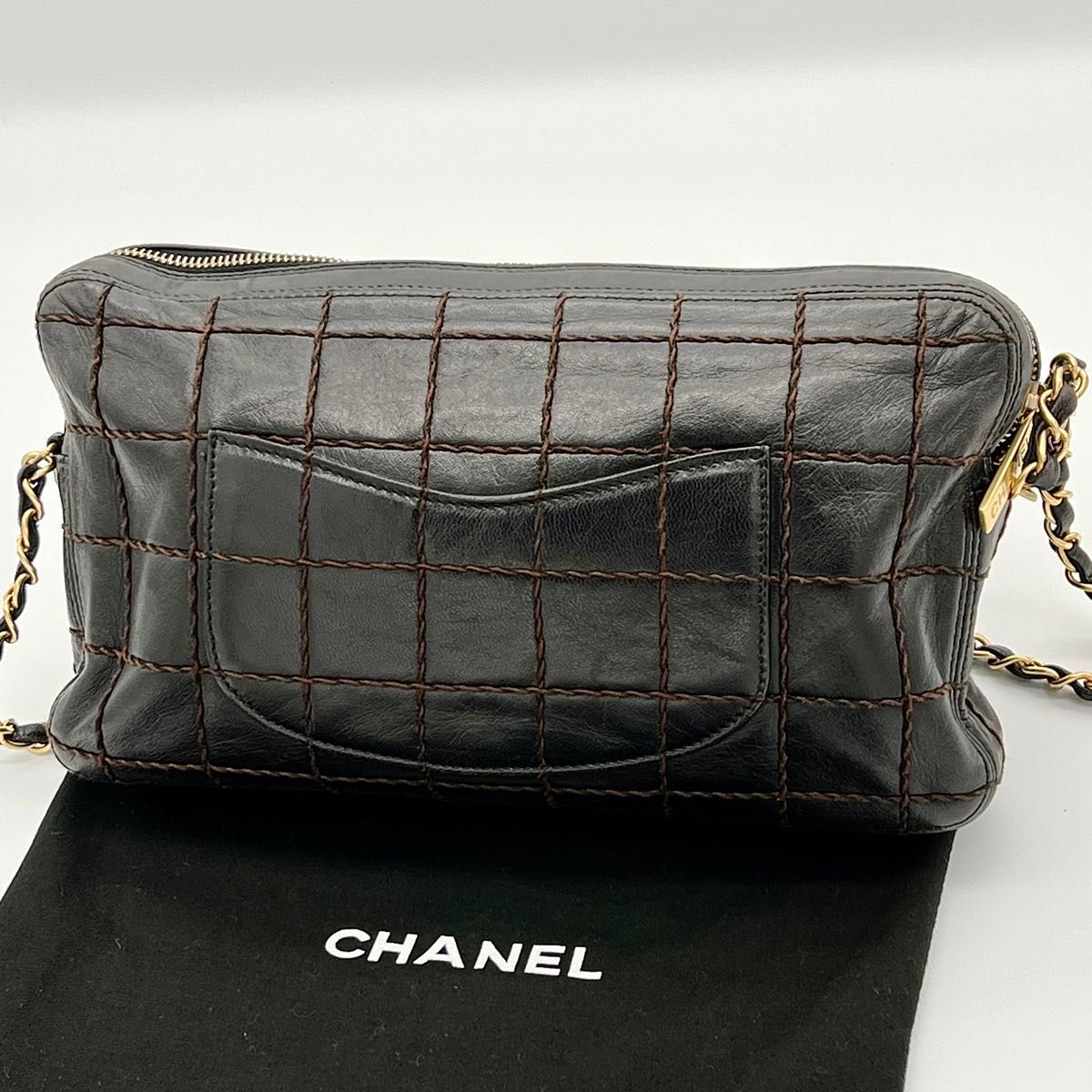 ★鑑定済★ CHANEL シャネル チョコバー  ワイルドステッチ　チェーン ショルダーバッグ