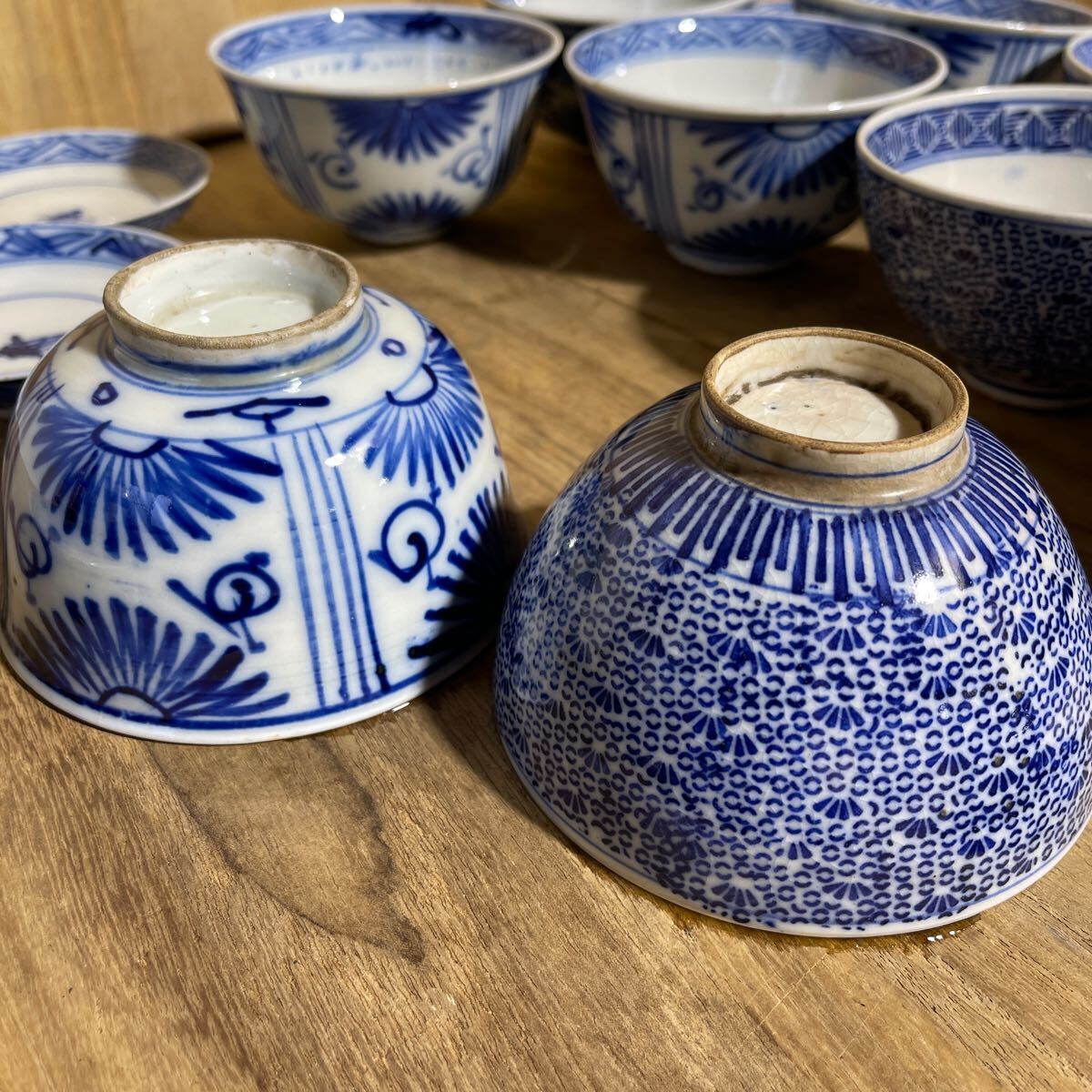 江戸時代 巨鹿城焼など 5客×2セット 骨董 蓋茶碗 の画像8