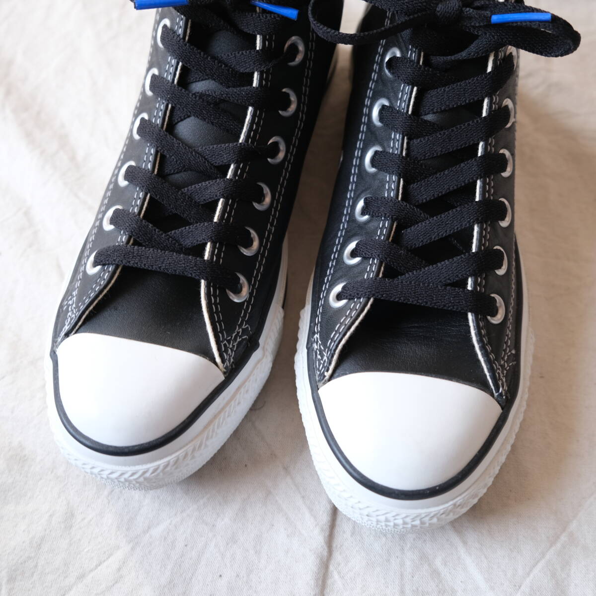 未使用【 CONVERSE ALL STAR 】コンバース オールスター ハイ レザー ブラック / 黒 / 25.0cm / hi 革 スニーカー_画像5