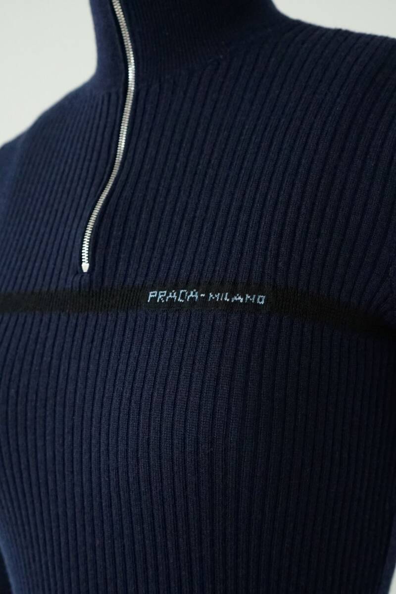 2019SS PRADA Re-Nylon プラダ ロゴ ニット プリーツ スカート ワンピース size 38 0120235_画像7