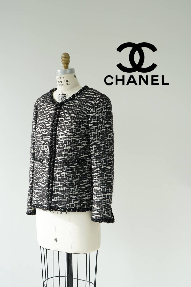 CHANEL シャネル ココシャネルボタン ツイード ノーカラー CHANEL シャネル ココシャネルボタン ツイード ノーカラー