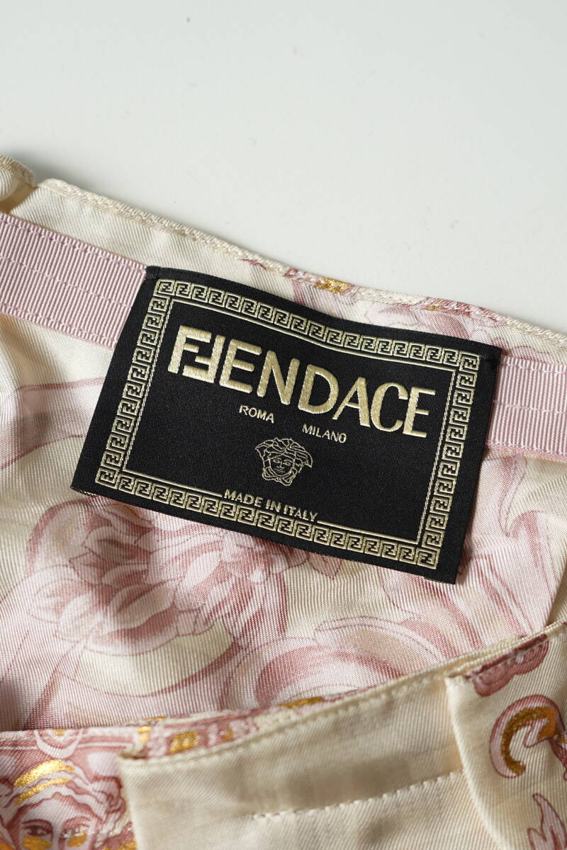FENDACE FENDI × VERSACE フェンダーチェ フェンディ × ヴェルサーチェ ズッカ 総柄 シルクスカート size36 0421001の画像8