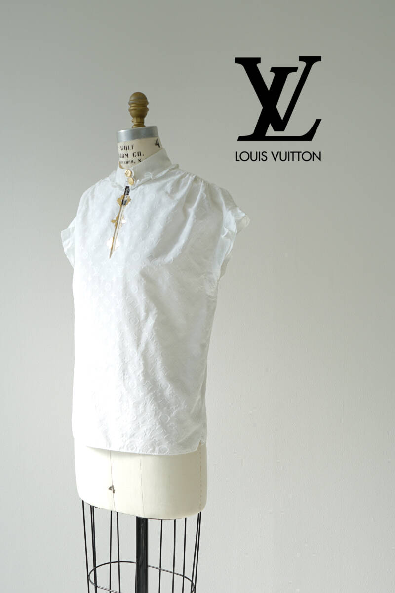 2019W LOUIS VUITTON ルイヴィトン モノグラム フリル ブラウス size 34 RW192W AQV FHBL13 0427044_画像1