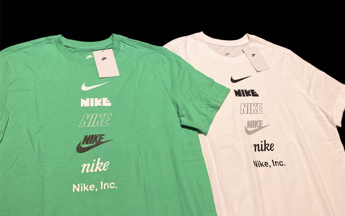 新品 正規品【NIKE/ナイキ】ナイキ NSW スウッシュ ロゴ Tシャツ ２枚セット◆L◆白 緑◆半袖Tシャツ◆ホワイト グリーン系◆_画像2