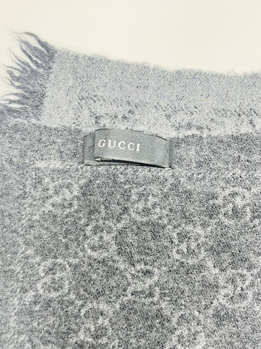1 jpy start GUCCI stole gradation Gucci lap blanket muffler large size present Logo type . go in company type wedding GG black gray 