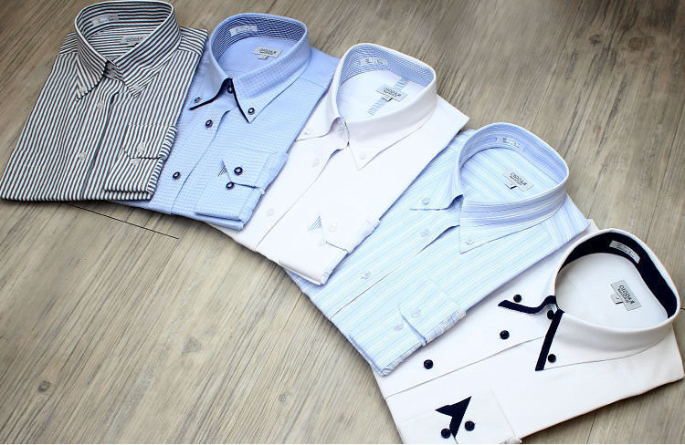 【S】形態安定 ブルー 襟パイピング ボタンダウン ワイシャツ 新品・未使用の画像7